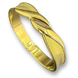 MONET Bangle Bracelet for Women over Gold Tone 6 3/4 inch Clamper